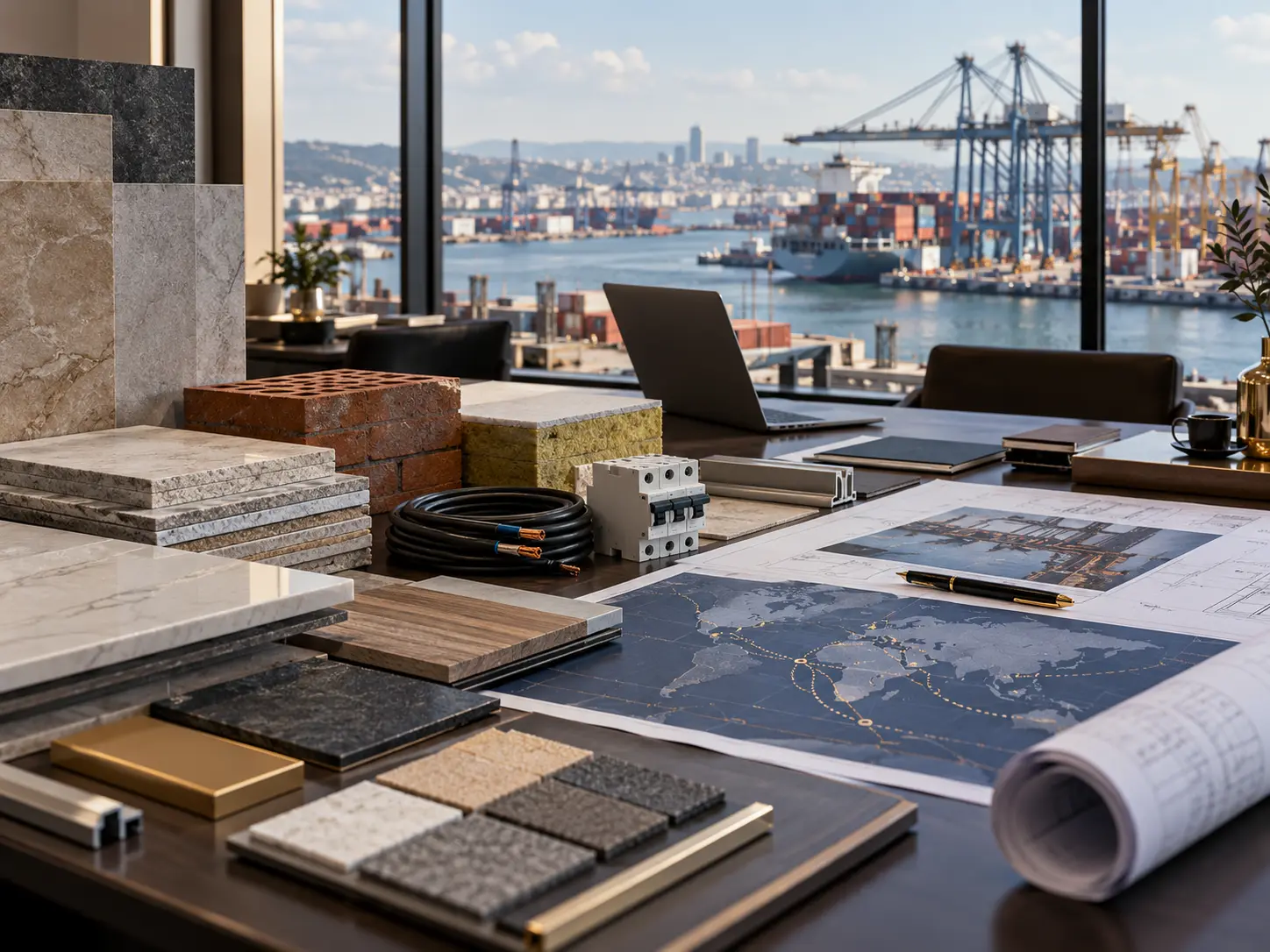 Commercial sourcing review combining technical samples, procurement planning and port logistics