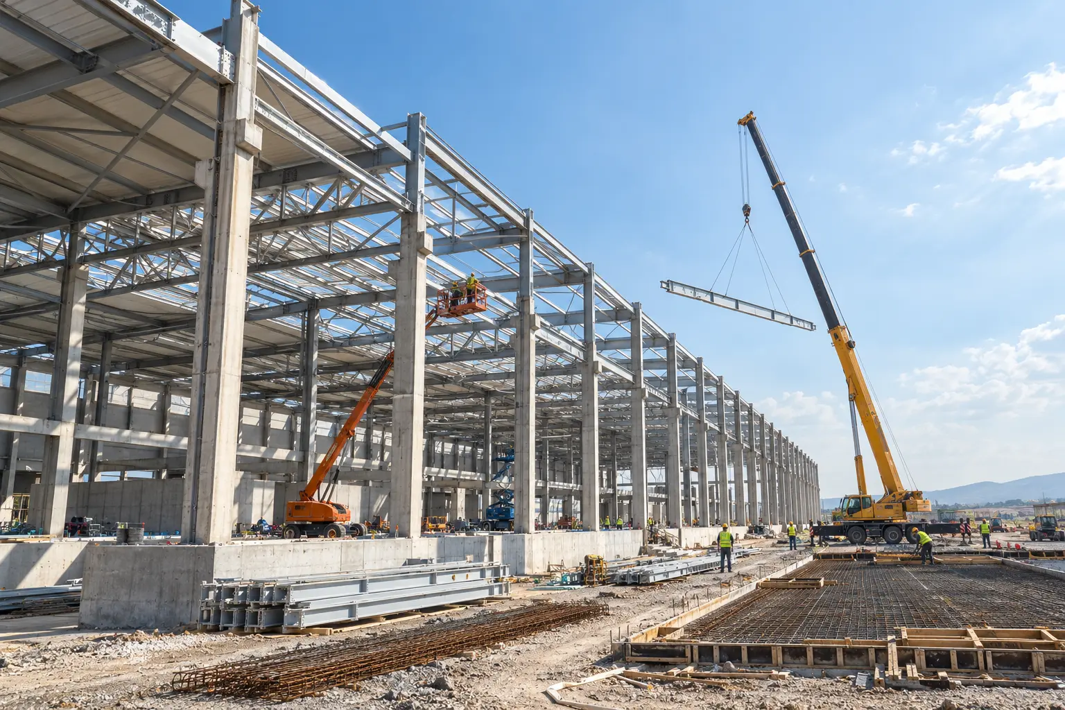 Industrial facility steel structure construction